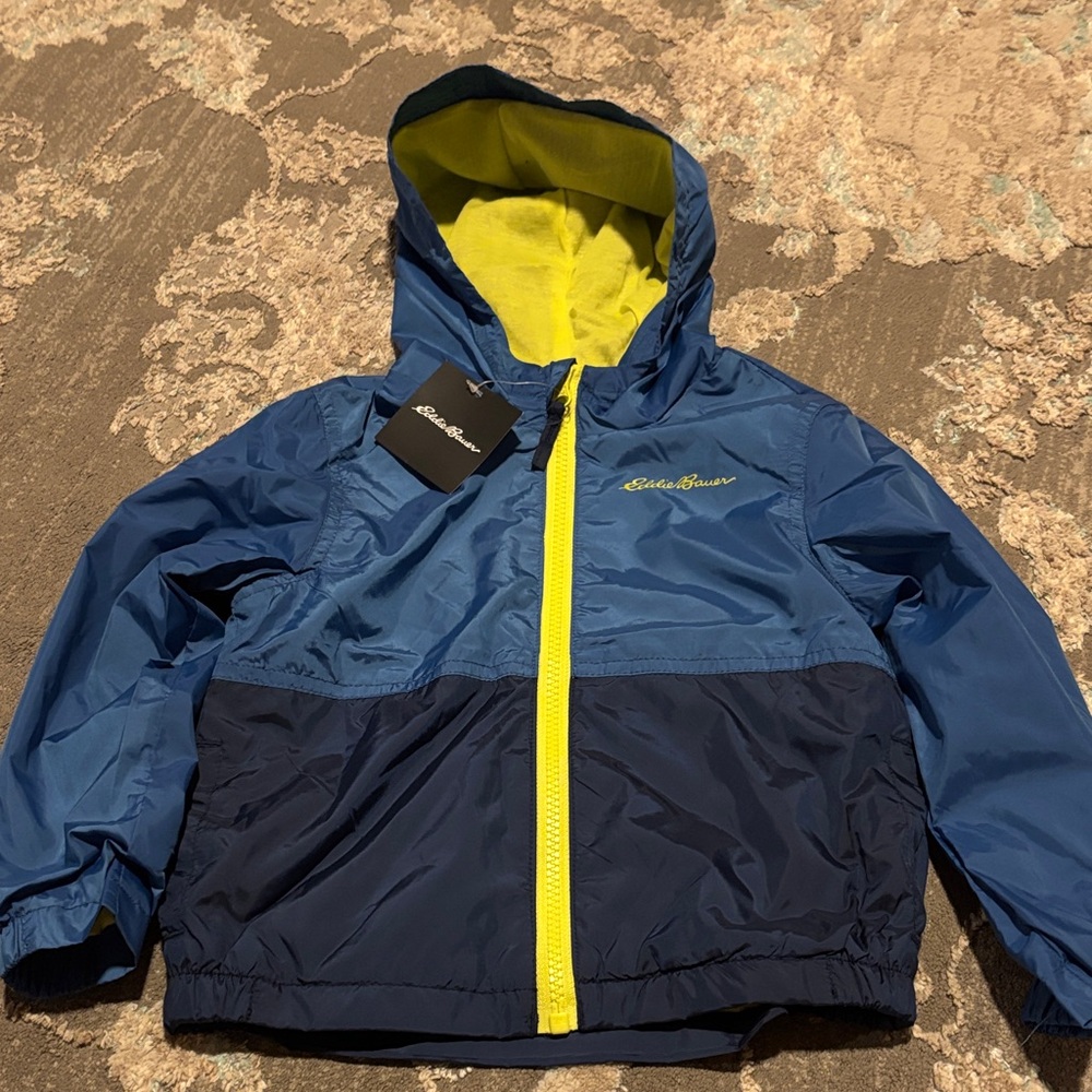 Eddie Bauer Kids Fabric Lined Raincoat in Blue and Yellow
